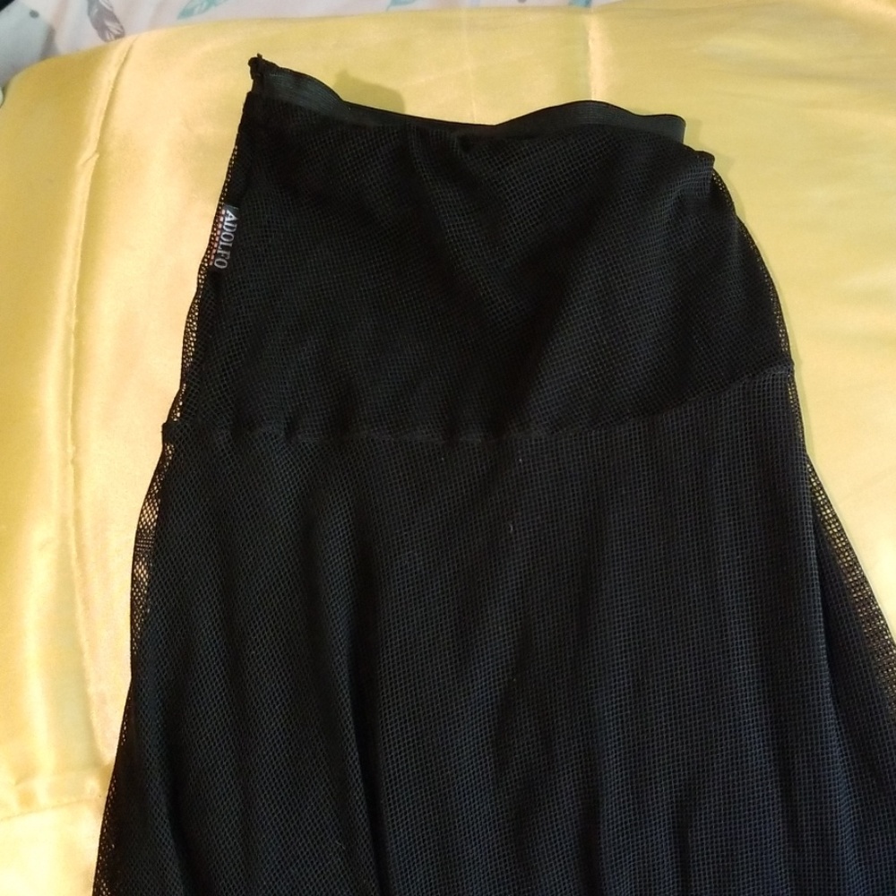 knee length black see though skirt